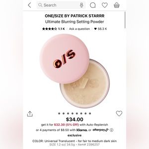 Patrick Starrr one size ultimate setting powder translucent